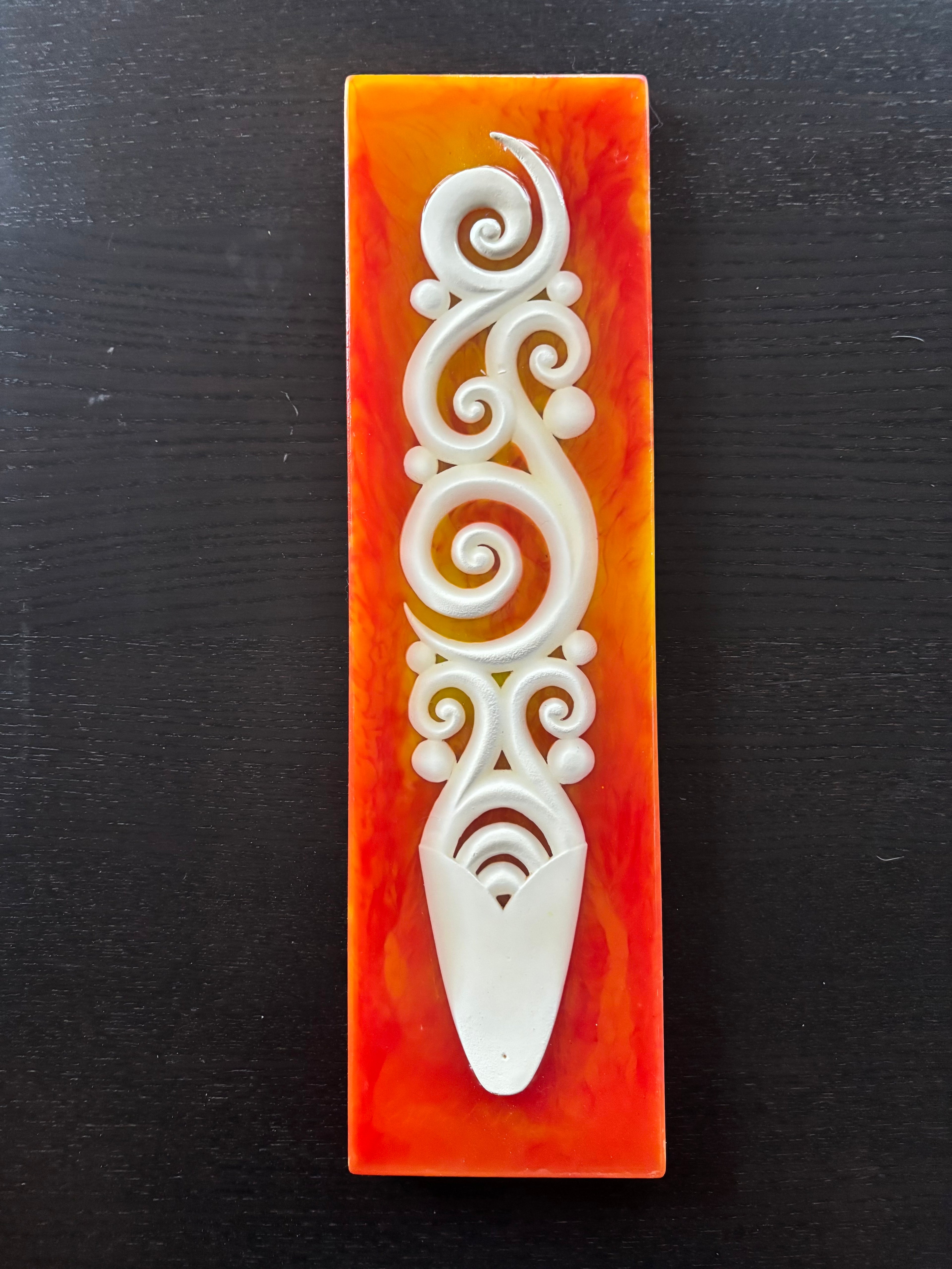  “Crucible” l carved surfboard sculpture — Hawaiiana series artwork about transformation, ocean power, and rebirth. 1/50 Limited edition art piece crafted by art piece by Ruben Aria Jr.  Hawiian Carvings, Surf board art, Hawaii Art, spirit, inspiration, waves, mountains, relics, resin art, museum pieces.